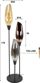 Stojaca lampa 76-91 Cocoon 3L Multicolour glass  - Komfort-nábytok