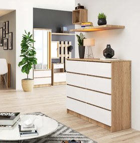 Komoda K120 8SZ CLP sonoma / biela