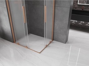 Mexen Velar Duo, sprchový kút s posuvnými dverami 90 x 80 cm, 8mm sklo námraza, medená matná, 871-090-080-32-65
