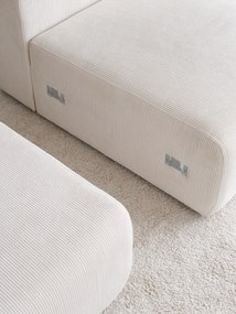 Zamatová rohová pohovka Yolo 305 x 154 cm, pravá, biela