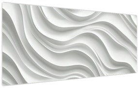 Obraz - 3D biele vlny (120x50 cm)