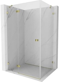 Mexen Lunar, 1-krídlový sprchový kút, ľavý, 90 x 80 cm, 8mm číre sklo, zlatý profil, 834-090-080-50-00-L