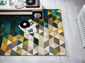 Flair Rugs koberce Ručne všívaný kusový koberec Illusion Prism Green / Multi - 120x170 cm