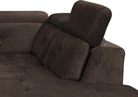 Rohová sedacia súprava Sergio, tmavo hnedá látka, pravý roh