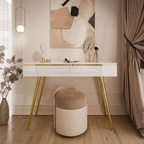 KONZOLA NESSIE BIELY LESK + ZLATÉ NOHY 102 cm