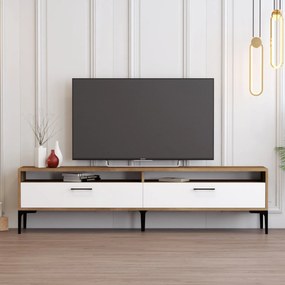 TV stolík/skrinka Irma 2 (orech + biela). Akcia -18%. Vlastná spoľahlivá doprava až k Vám domov. 1088900