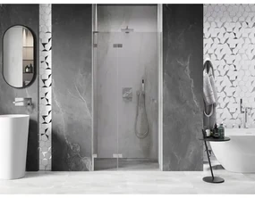 Mexen, Mexen Lunar L sprchové dvere 90 cm, transparentné, brúsený nikel - 834L-090-000-97-00-L