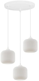 Závesné svietidlo Riffle, 3x biele sklenené tienidlo, w, o
