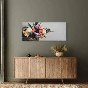 Obraz košíka s kvetinami (120x50 cm)