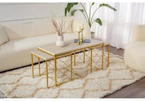 Konferenčný stôl Defne - Gold, Travertine