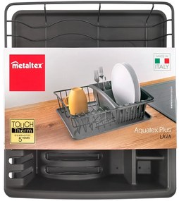 Antracitovosivý odkvapávač z antikoro ocele Metaltex Aquatexplus Lava