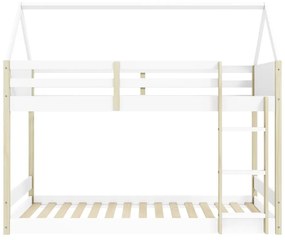 Domčeková poschodová detská posteľ v bielo-prírodnej farbe 90x190 cm Valka – Marckeric