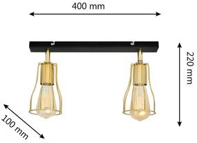 Bodové svietidlo TUBE 2xE27/15W/230V zlatá/čierna