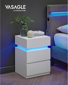 Nočný stolík s LED osvetlením, nastaviteľné farby, biely