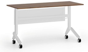 Mobilný stôl PRIMO MOVE, 140x60 cm, biela podnož, orech