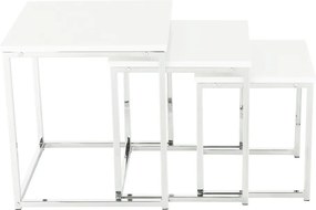 Konferenčný stolík (3 ks) Enisol Typ 3 - biely vysoký lesk