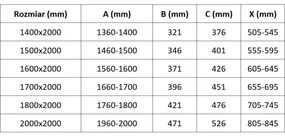 Mexen Velar L Duo, posuvné sprchové dvere do otvoru 150 cm, 8mm šedé sklo, zlatá matná, 871-150-003-42-55