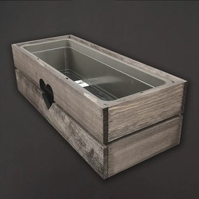 AMADEA Drevený obal na kvetináč so srdcom tmavý, 52x21,5x17cm Český výrobok