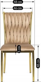 Designová jídelní židle Dan samet béžová/zlatá