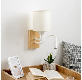 Brilagi - LED Flexibilná nástenná lampa NUBILA WOOD 1xE27/25W/230V + LED/3W dub/biela/krémová BG1563