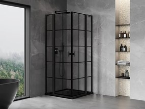 Mexen, Mexen Mist L Duo výklopný sprchový kút 100 x 100 cm, čierna mriežka - 8A4L-100L-100P-70-77