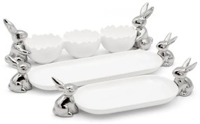 Dekoratívny podnos EASTER 157 biely / strieborný