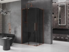 Mexen Velar L Duo, sprchový kút s posuvnými dverami 100 x 90 cm, 8mm šedé sklo, ružové zlato, 871-100-090-02-43-60