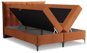 Terakotová boxspring posteľ s úložným priestorom 140x200 cm Mikana – Makamii