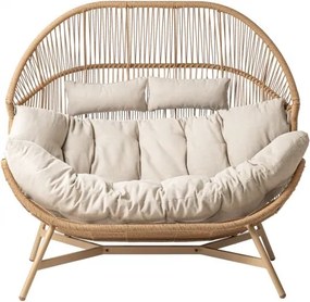 MI Dvojité ratanové kreslo HOLAND béž (DH)