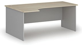 Rohový kancelársky písací stôl PRIMO GRAY, 180x120 cm, ľavý, sivá/dub prírodný