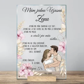 Darček pre najlepšiu ŽENU, PRIATEĽKU - sklenená plaketa s venovaním, rozmer 20x30cm