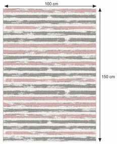 Koberec Karan 100x150 cm - ružová / sivá / biela