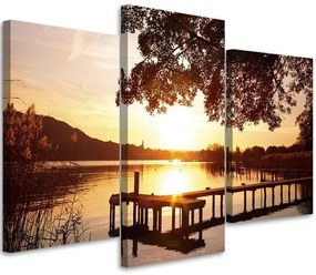 Obraz na plátně třídílný Jezero Sunset Lake - 90x60 cm