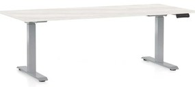 Výškovo nastaviteľný stôl OfficeTech D, 180 x 80 cm, sivá podnož, biely jaseň