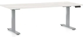Výškovo nastaviteľný stôl OfficeTech D, 180 x 80 cm, sivá podnož, biely jaseň