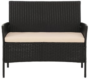 Záhradná súprava 2 kresiel, pohovky a stolíka HWC-N98 - antracit, krémový vankúš