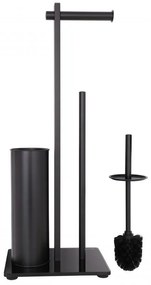 Erga Yami, držiak toaletného papiera s WC kefou a zásobníkom na papier, čierna, ERG-YKA-P.YAMI-FB