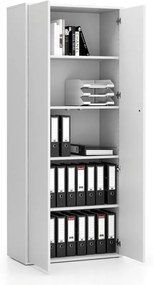 Kancelárska policová skriňa s dverami LAYERS, 800 x 400 x 1905 mm, biela