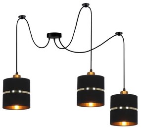 Luster na lanku ASSAM 3xE27/60W/230V čierna