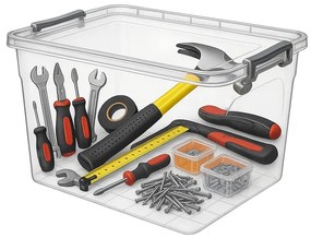 Orion Transparentný úložný box s vekom, UHO, obdĺžnikový nízky 20l, 48x33x20cm