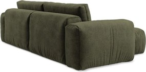 Zelená ženilková rozkladacia rohová pohovka (ľavý roh/s leňoškou) Kuki – Makamii