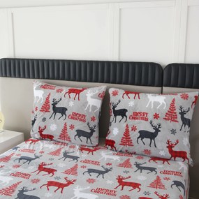Obliečky mikroplyš MERRY CHRISTMAS DEER sivé Rozmer obliečky: 2 ks 70 x 90 cm | 200 x 220 cm