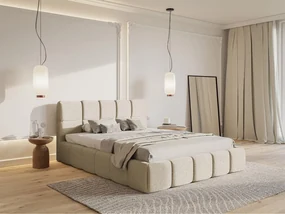 Manželská posteľ 180 cm Cirsten 180B (s roštom) (svetlobéžová). Akcia -19%. Vlastná spoľahlivá doprava až k Vám domov. 1099495