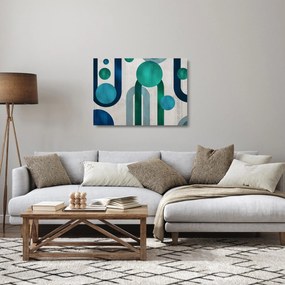 Sklenený obraz - Čiary a kruhové tvary (70x50 cm)