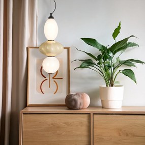 Závesné svietidlo Ascoli, 1x biele/medové sklenené tienidlo, b