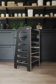 Montessori učiaca detská veža stredná čierna