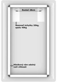 LED zrkadlo Art Deco Vertical 60x90cm teplá biela - diaľkový ovládač Farba diaľkového ovládača: Biela