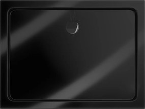Mexen Flat, akrylátová sprchová vanička 90x80x5 cm SLIM, čierna, čierny sifón, 40708090B