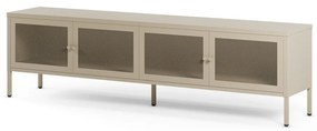 Krémovobiely kovový TV stolík 160x50x35 cm Fayna – Marckeric