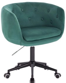 LuxuryForm DESIGN Kreslo MONTANA VELUR na čiernej podstave s kolieskami - zelená